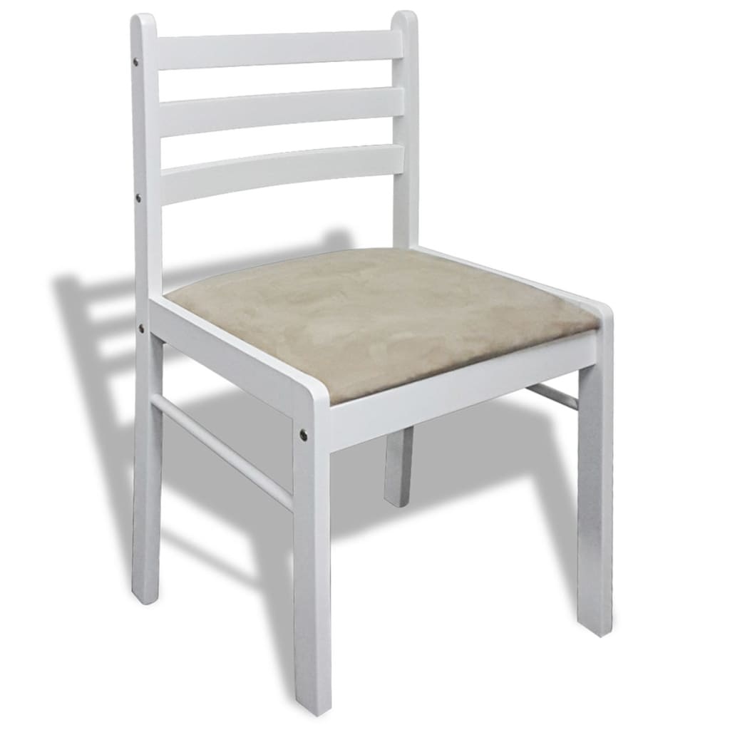 VidaXL Eetkamerstoelen 6 st massief hout en fluweel wit