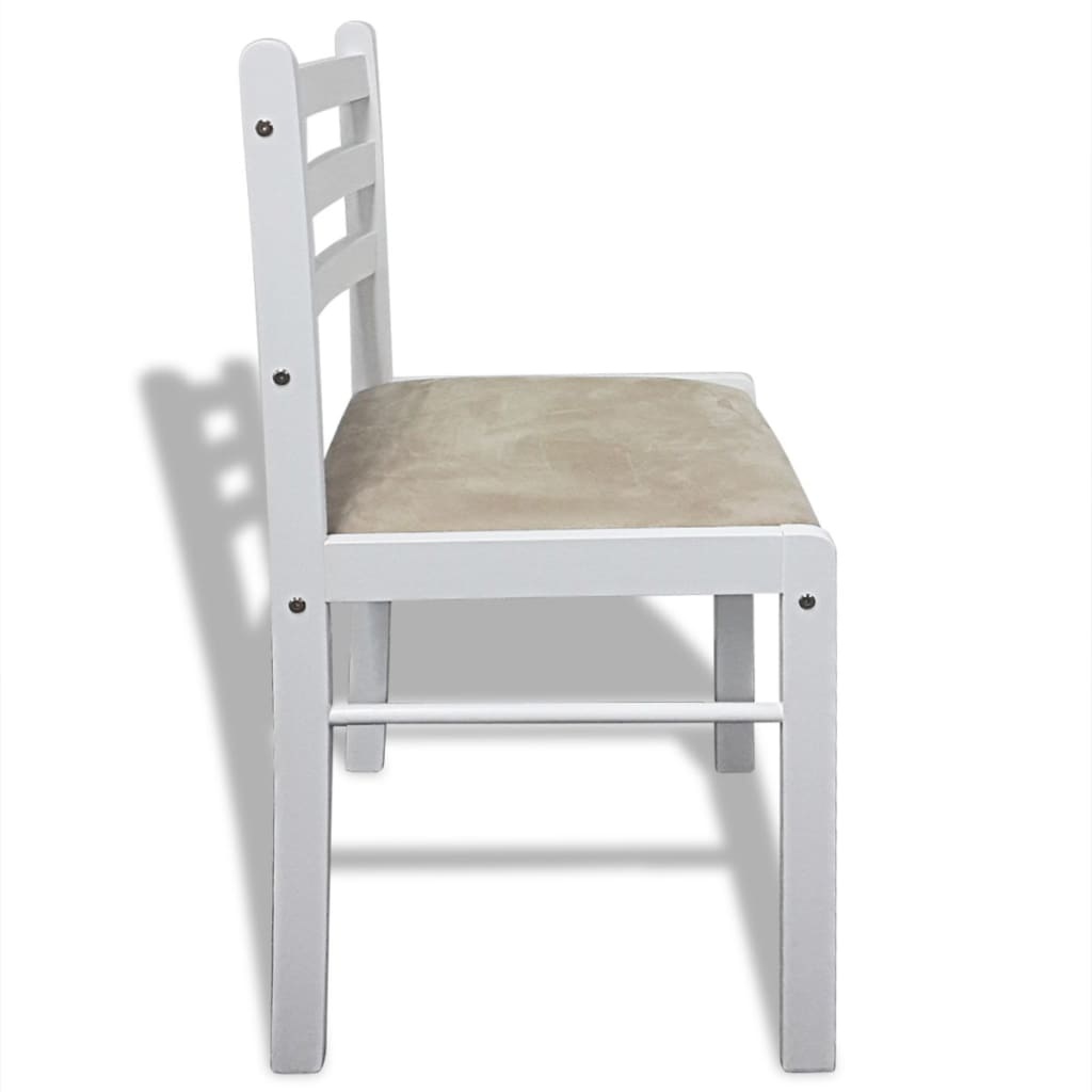 VidaXL Eetkamerstoelen 6 st massief hout en fluweel wit