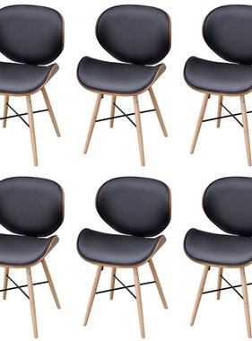 VidaXL Eetkamerstoelen 6 st gebogen hout en kunstleer