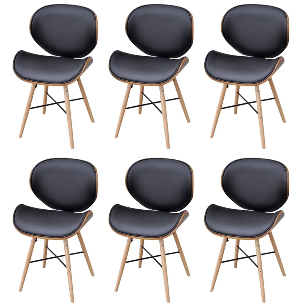 VidaXL Eetkamerstoelen 6 st gebogen hout en kunstleer