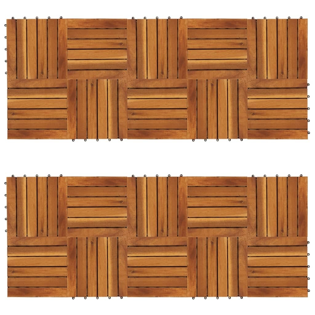 VidaXL Terrastegels verticaal patroon 30 x 30 cm Acacia set van 20