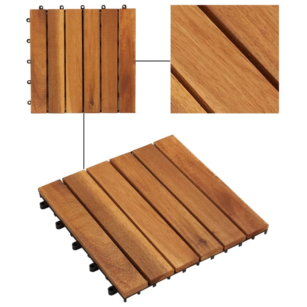 VidaXL Terrastegels verticaal patroon 30 x 30 cm Acacia set van 20