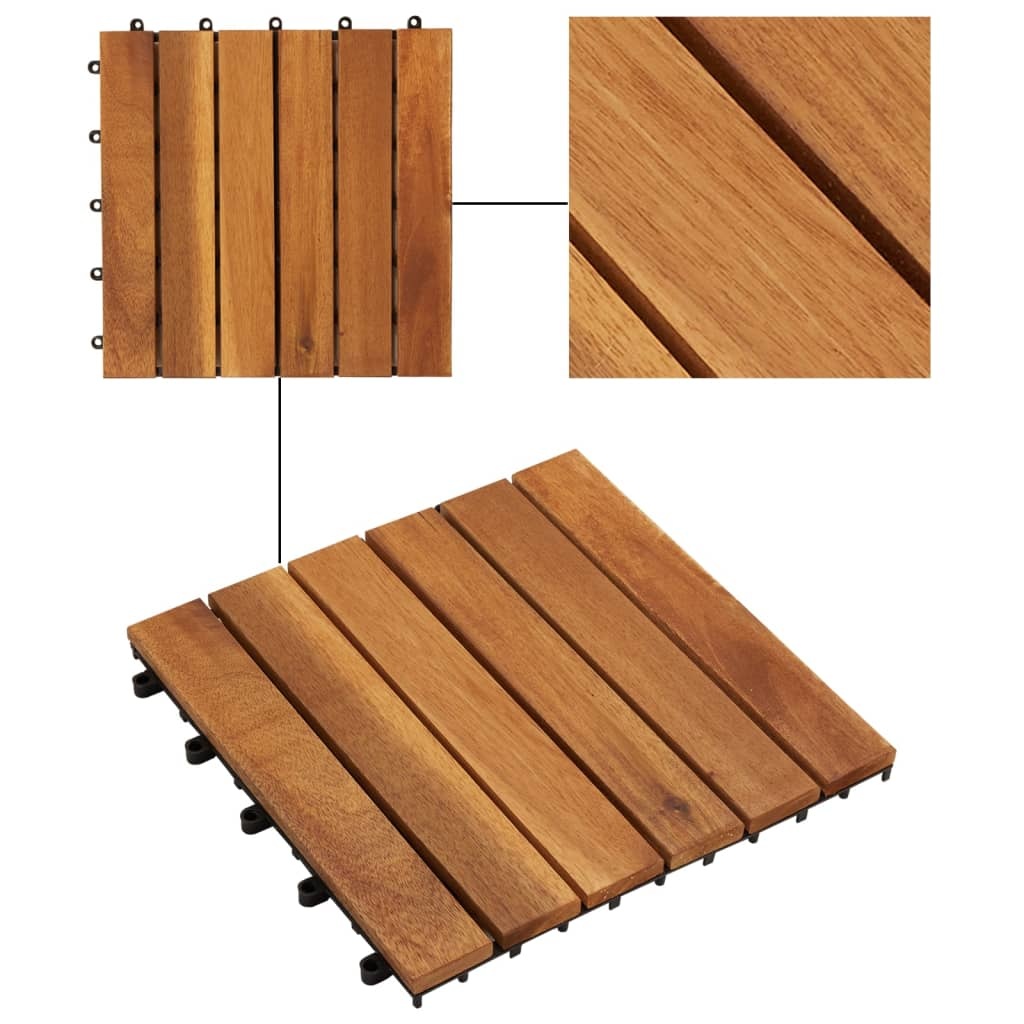 vidaXL Terrastegels verticaal patroon 30 x 30 cm Acacia set van 20