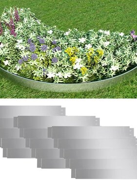 VidaXL Grasboord flexibel 100x15 cm 15 stuks gegalvaniseerd staal