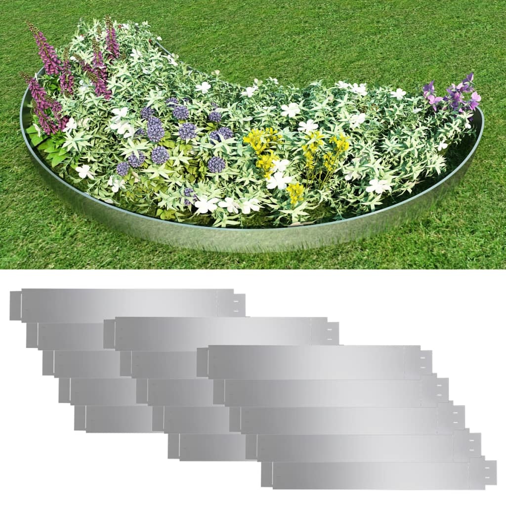 VidaXL Grasboord flexibel 100x15 cm 15 stuks gegalvaniseerd staal