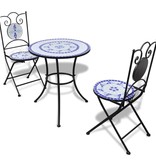 VidaXL 3-delige Bistroset keramische tegel blauw en wit