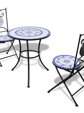 VidaXL 3-delige Bistroset keramische tegel blauw en wit