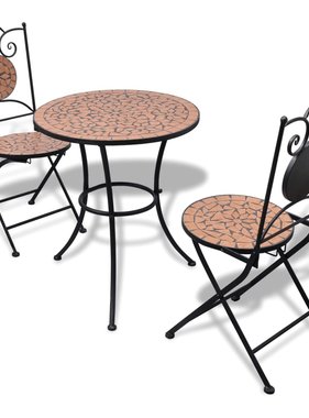 VidaXL 3-delige Bistroset keramische tegel terracotta