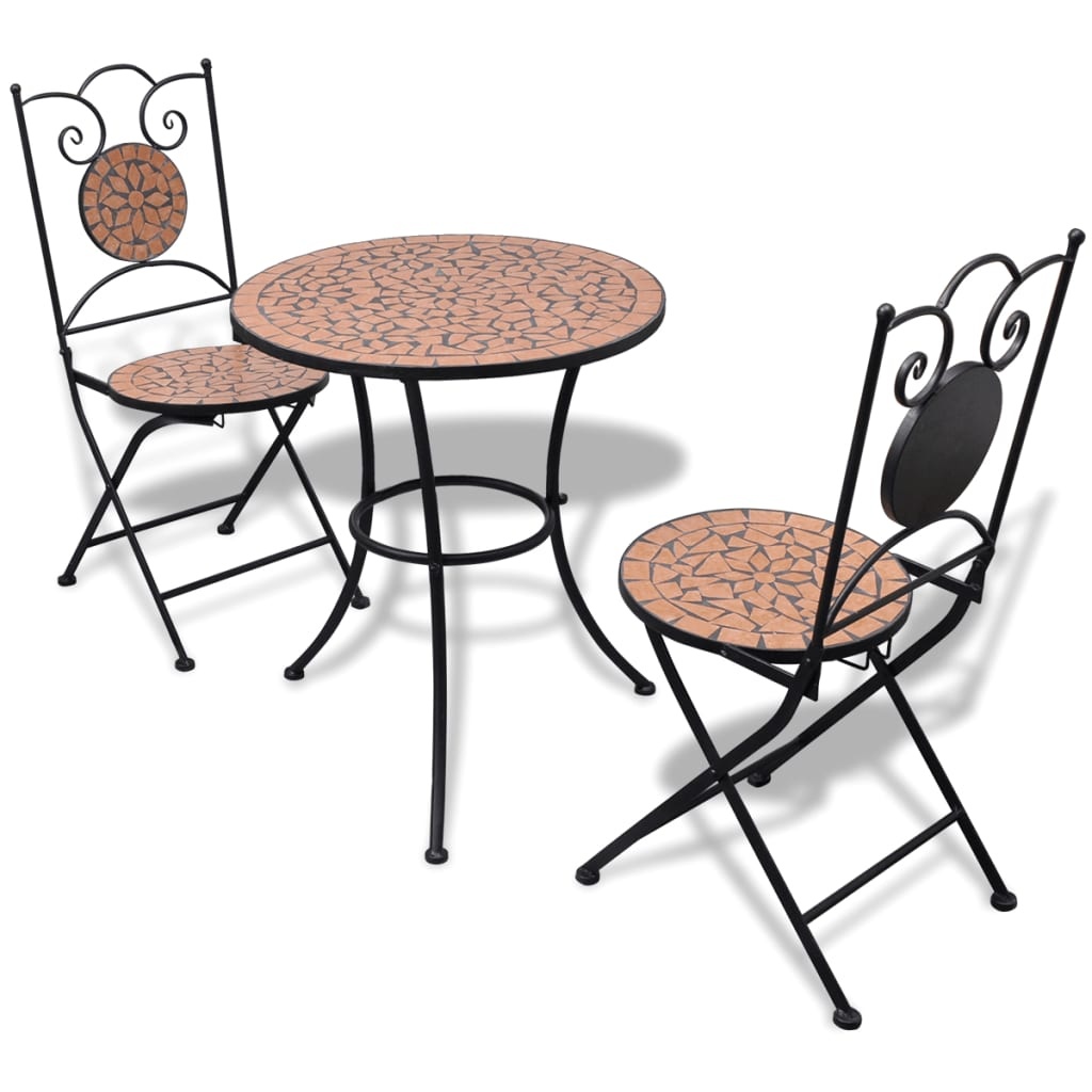VidaXL 3-delige Bistroset keramische tegel terracotta
