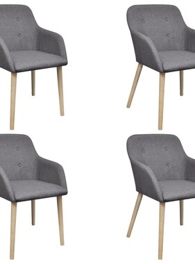 VidaXL Eetkamerstoelen 4 st stof en massief eikenhout donkergrijs