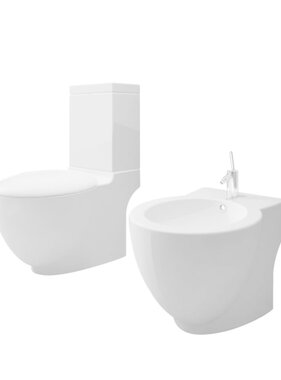 vidaXL Keramisch Toilet Rond wit + Bidet