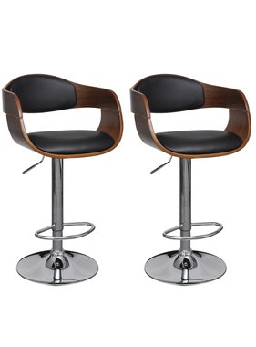 VidaXL Barkrukken 2 st gebogen hout en kunstleer