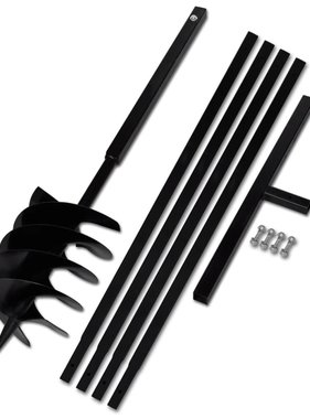 VidaXL Grondboor met handvat 200 mm en verlengstukken 5 m (staal)