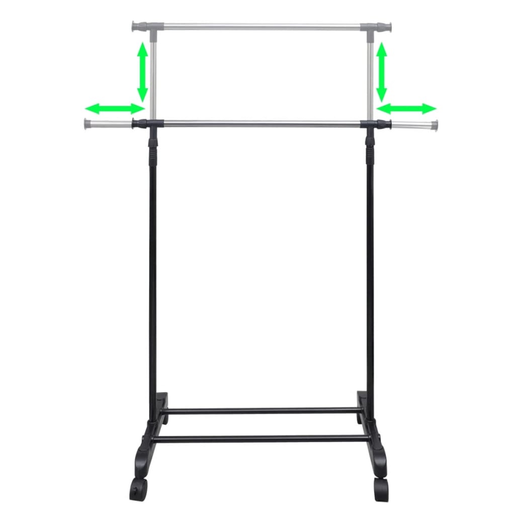 VidaXL Kledingrekken verstelbaar 2 st met 1 ophangrail