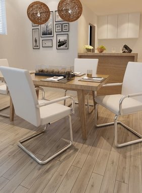 VidaXL Eetkamerstoelen modern design kunstleer wit 4 st