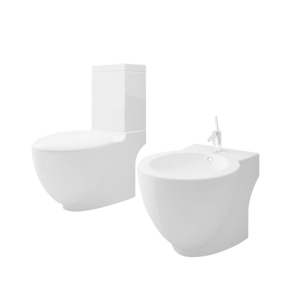 VidaXL Staand toilet en bidet set (wit)