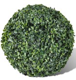 VidaXL Ronde kunstbuxus 35 cm met solar LED-verlichting (2 stuks)