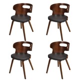 VidaXL Eetkamerstoelen 4 st gebogen hout en kunstleer bruin