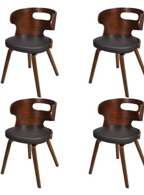 vidaXL Eetkamerstoelen 4 st gebogen hout en kunstleer bruin