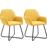 VidaXL Eetkamerstoelen 2 st stof geel