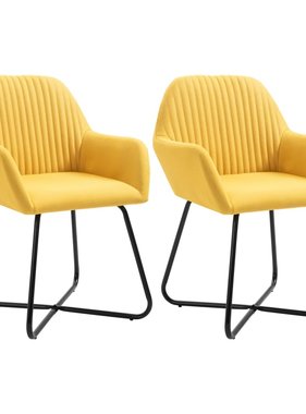 VidaXL Eetkamerstoelen 2 st stof geel VidaXL Eetkamerstoelen 2 st stof geel