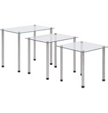 VidaXL 3-delige Tafeltjesset gehard glas transparant