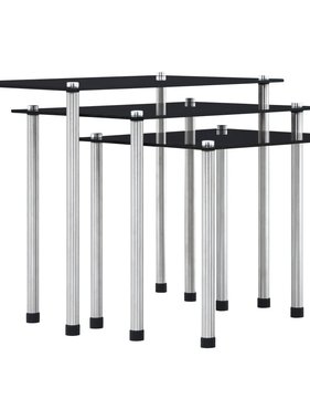 VidaXL 3-delige Tafeltjesset gehard glas zwart
