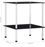 vidaXL Kastje 2-laags 40x40x47 cm gehard glas zwart