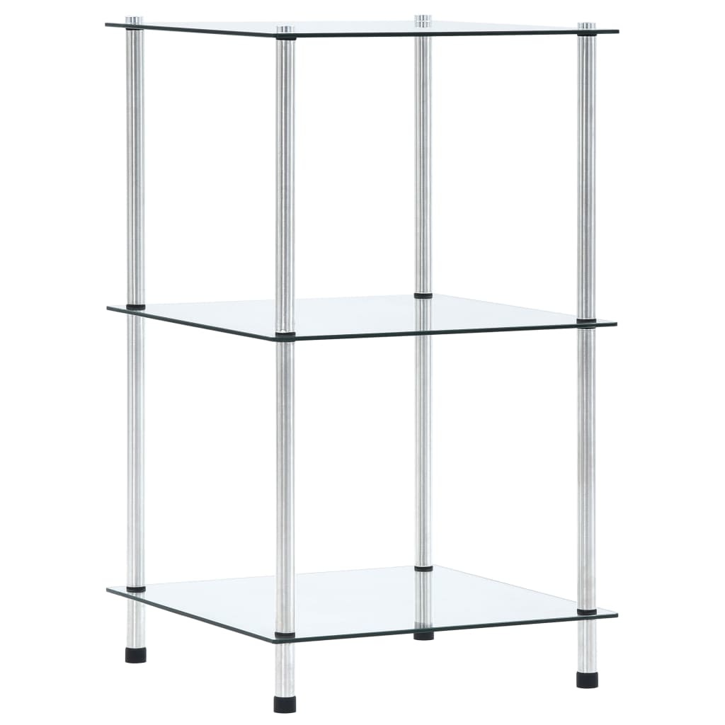 VidaXL Kastje 3-laags 40x40x67 cm gehard glas transparant