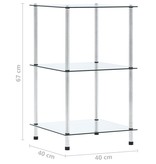 VidaXL Kastje 3-laags 40x40x67 cm gehard glas transparant