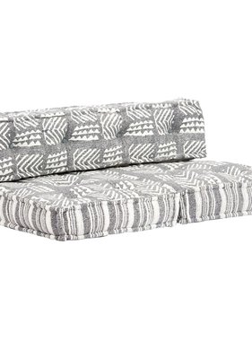 VidaXL Poef stof gestreept grijs