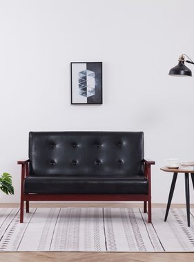 VidaXL Tweezitsbank kunstleer zwart