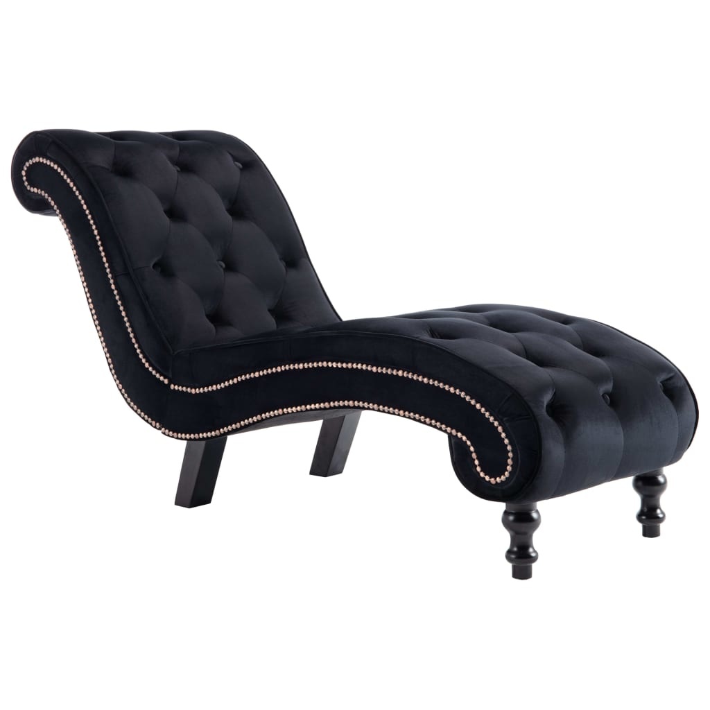 vidaXL Chaise longue fluweel zwart