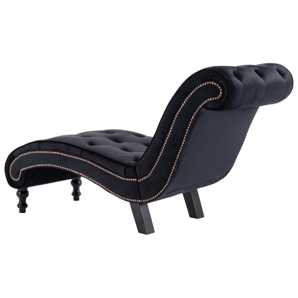 vidaXL Chaise longue fluweel zwart