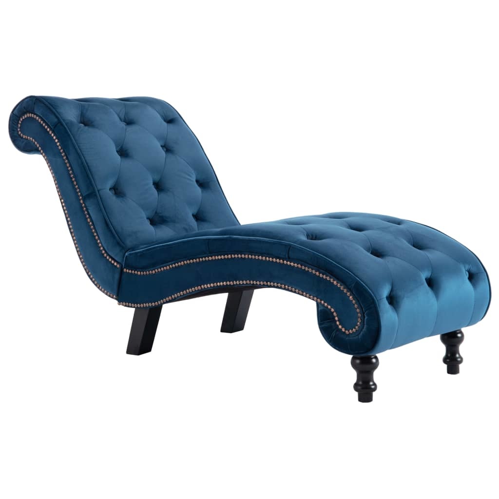 vidaXL Chaise longue fluweel blauw