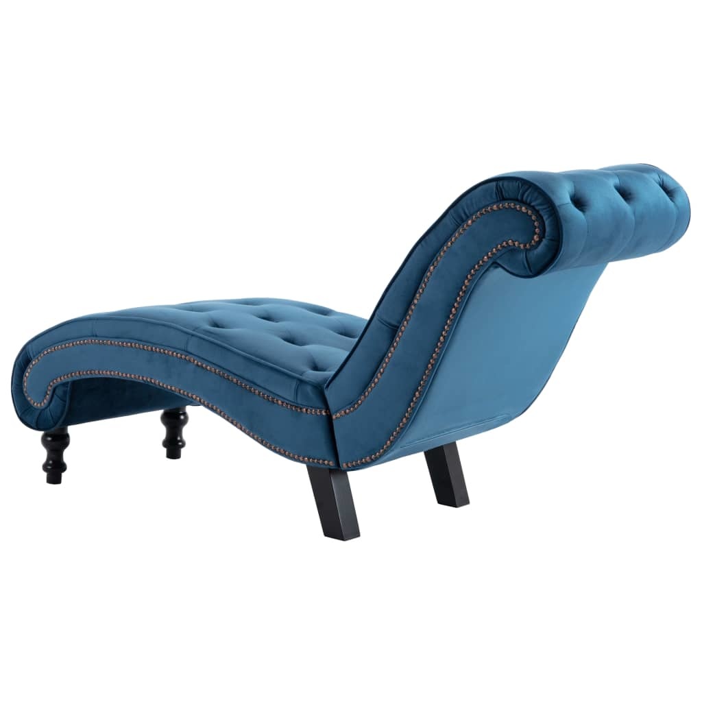 vidaXL Chaise longue fluweel blauw