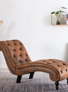 vidaXL Chaise longue kunstsuède bruin