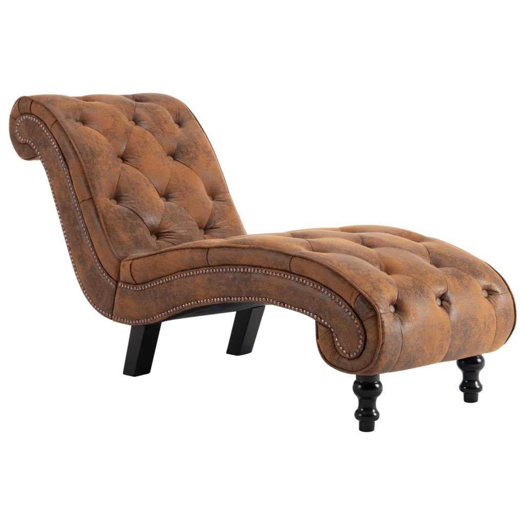 vidaXL Chaise longue kunstsuède bruin