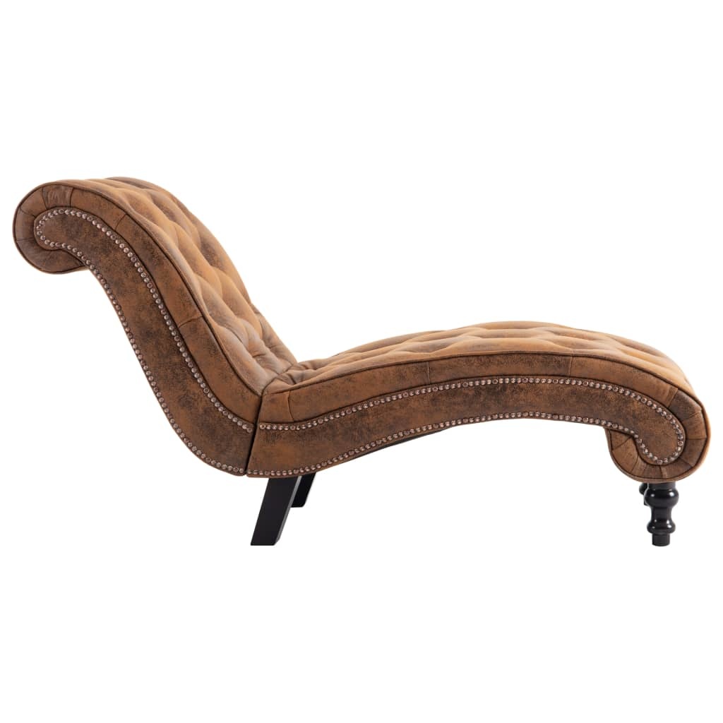 vidaXL Chaise longue kunstsuède bruin