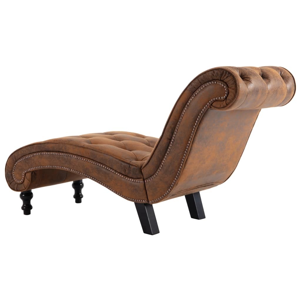 vidaXL Chaise longue kunstsuède bruin