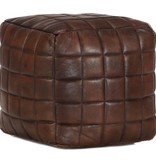 VidaXL Poef 40x40x40 cm echt geitenleer donkerbruin