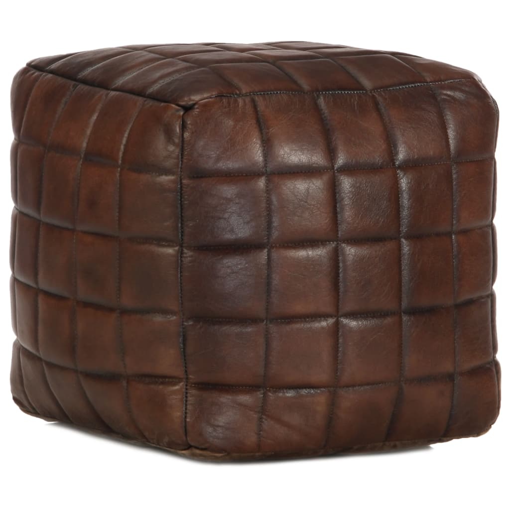 VidaXL Poef 40x40x40 cm echt geitenleer donkerbruin