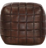 VidaXL Poef 40x40x40 cm echt geitenleer donkerbruin