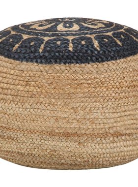 VidaXL Poef handgemaakt 45x30 cm jute blauw