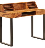 vidaXL Bureau 110x50x94 cm massief sheeshamhout en staal