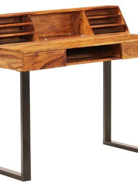 vidaXL Bureau 110x50x94 cm massief sheeshamhout en staal