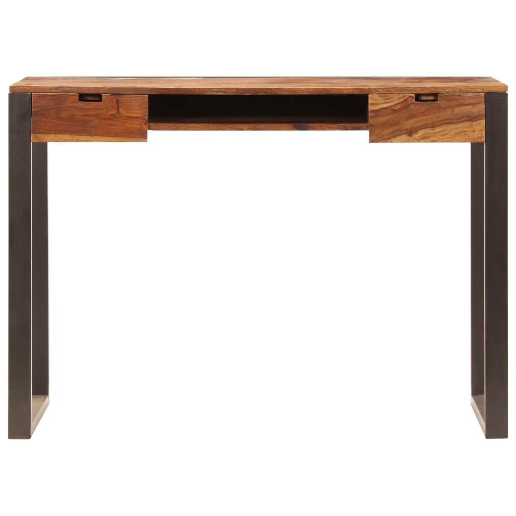 vidaXL Bureau 110x55x78 cm massief sheeshamhout en staal