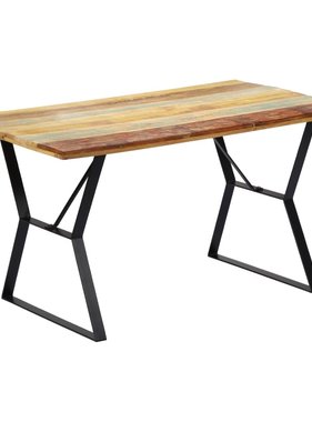 vidaXL Eettafel 140x80x76 cm massief gerecycled hout