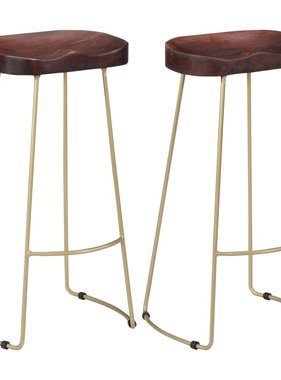 VidaXL Gavin barkrukken 2 st 45x40x78 cm massief mangohout