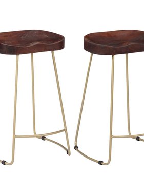 VidaXL Gavin barkrukken 2 st 46x38x52 cm massief mangohout